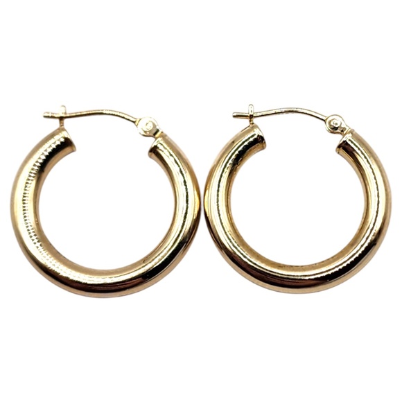 14 Karat Yellow Gold Circle Hoop Earrings #20467 - Picture 1 of 6